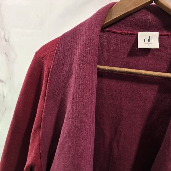 Cabi Sweater Womens Large Red Cardigan Two Tone Open Cotton 3479 - Picture 2 of 11